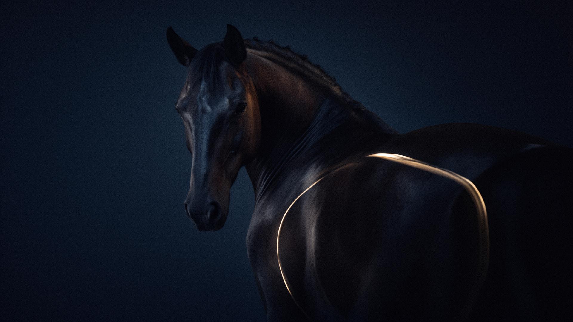 Elite horse portrait in dramatic light